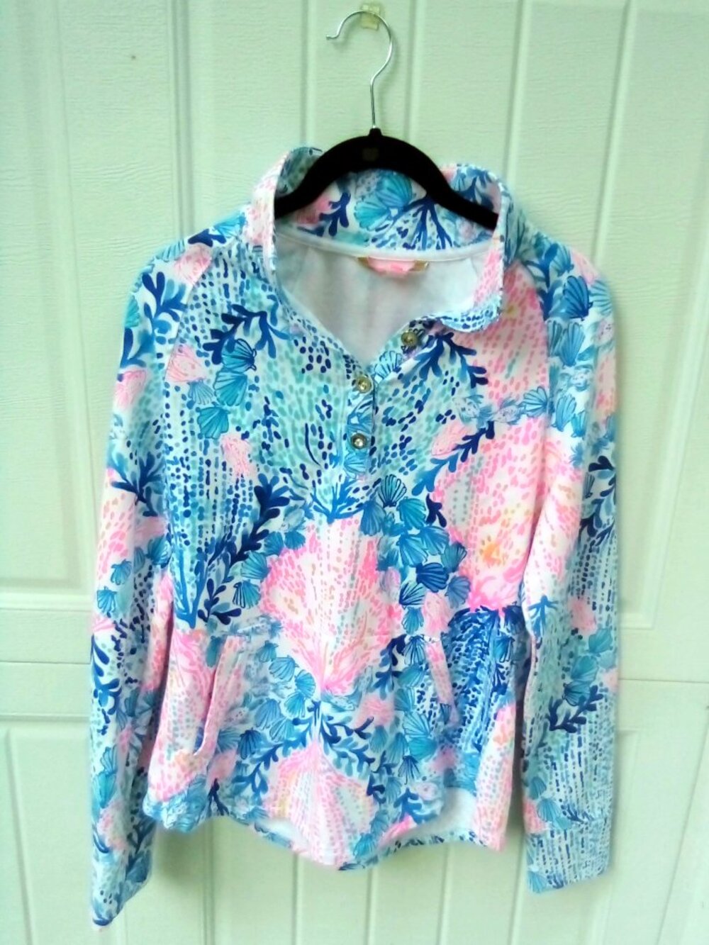 Lily Pulitzer 6 Button Long Sleeve Floral Splash Print Jacket/Top Small